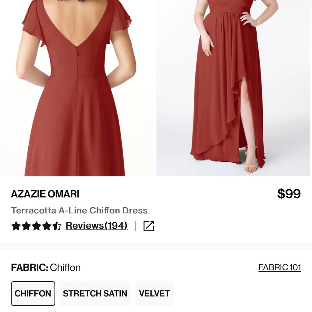 Azazie Terracotta Chiffon Dress